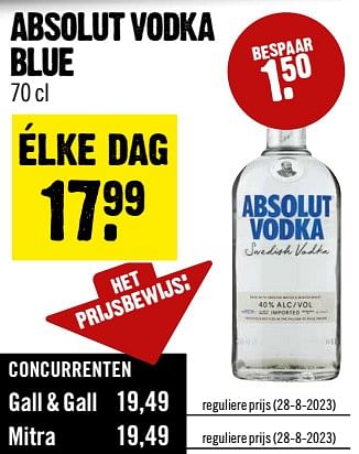 Aanbiedingen Absolut vodka blue - Absolut - Geldig van 13/09/2023 tot 19/09/2023 bij Dirk III
