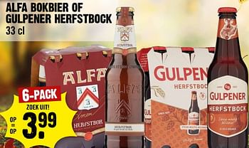 Aanbiedingen Alfa bokbier of gulpener herfstbock - Huismerk - Dirk III - Geldig van 13/09/2023 tot 19/09/2023 bij Dirk III