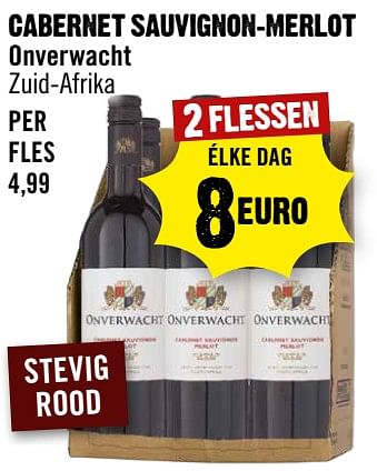 Aanbiedingen Cabernet sauvignon-merlot onverwacht zuid-afrika - Rode wijnen - Geldig van 13/09/2023 tot 19/09/2023 bij Dirk III