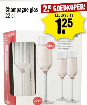 Aanbiedingen Champagne glas - Huismerk - Dirk III - Geldig van 13/09/2023 tot 19/09/2023 bij Dirk III