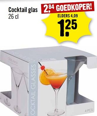Aanbiedingen Cocktail glas - Huismerk - Dirk III - Geldig van 13/09/2023 tot 19/09/2023 bij Dirk III