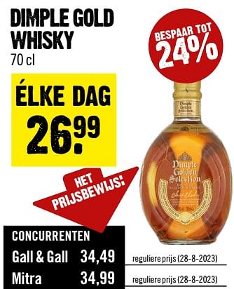 Aanbiedingen Dimple gold whisky - Dimple - Geldig van 13/09/2023 tot 19/09/2023 bij Dirk III