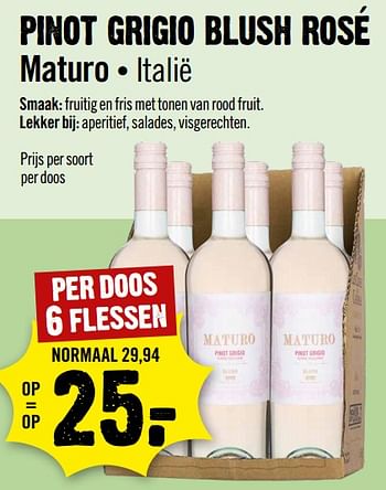 Aanbiedingen Pinot grigio blush rosé maturo italië - Rosé wijnen - Geldig van 13/09/2023 tot 19/09/2023 bij Dirk III