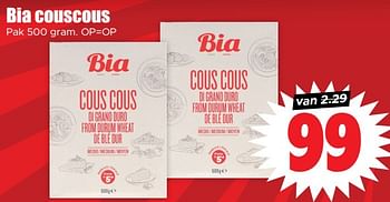 Aanbiedingen Bia couscous - Bia - Geldig van 13/09/2023 tot 20/09/2023 bij Lekker Doen
