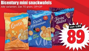 Aanbiedingen Bicentury mini snackwafels - Bicentury - Geldig van 13/09/2023 tot 20/09/2023 bij Lekker Doen