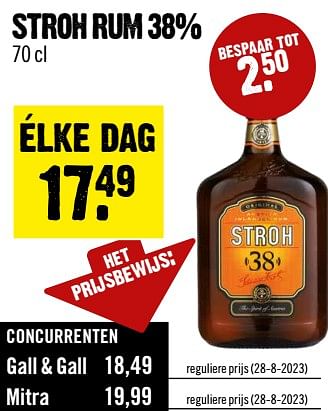 Aanbiedingen Stroh rum 38% - Stroh - Geldig van 13/09/2023 tot 19/09/2023 bij Dirk III