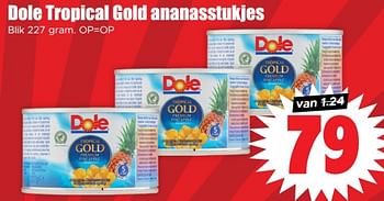 Aanbiedingen Dole tropical gold ananasstukjes - Dole - Geldig van 13/09/2023 tot 20/09/2023 bij Lekker Doen