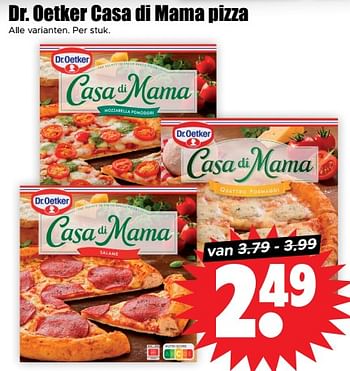 Aanbiedingen Dr. oetker casa di mama pizza - Dr. Oetker - Geldig van 13/09/2023 tot 20/09/2023 bij Lekker Doen