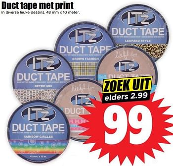 Aanbiedingen Duct tape met print - It'z - Geldig van 13/09/2023 tot 20/09/2023 bij Lekker Doen