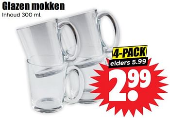 Aanbiedingen Glazen mokken - Huismerk - Dirk - Geldig van 13/09/2023 tot 20/09/2023 bij Lekker Doen