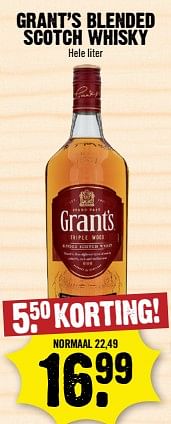 Aanbiedingen Grant’s blended scotch whisky - Grant's - Geldig van 13/09/2023 tot 20/09/2023 bij Lekker Doen
