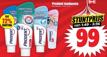 Aanbiedingen Prodent tandpasta - Prodent - Geldig van 13/09/2023 tot 20/09/2023 bij Lekker Doen