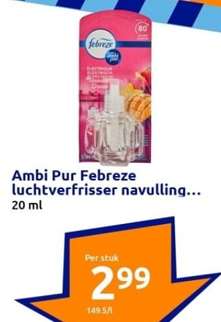 Aanbiedingen Ambi pur febreze luchtverfrisser navulling - Ambi Pur - Geldig van 13/09/2023 tot 19/09/2023 bij Action