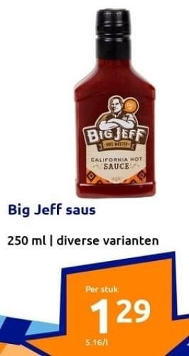 Aanbiedingen Big jeff saus - Big Jeff - Geldig van 13/09/2023 tot 19/09/2023 bij Action