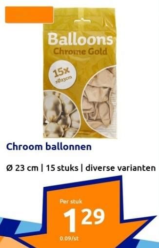 Aanbiedingen Chroom ballonnen - Huismerk - Action - Geldig van 13/09/2023 tot 19/09/2023 bij Action