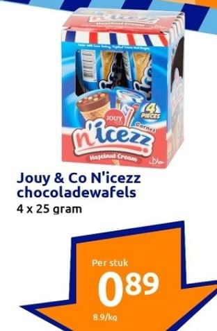Aanbiedingen Jouy + co n`icezz chocoladewafels - Jouy &amp; Co - Geldig van 13/09/2023 tot 19/09/2023 bij Action