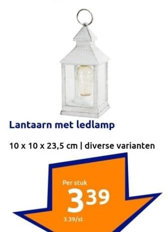 Aanbiedingen Lantaarn met ledlamp - Huismerk - Action - Geldig van 13/09/2023 tot 19/09/2023 bij Action