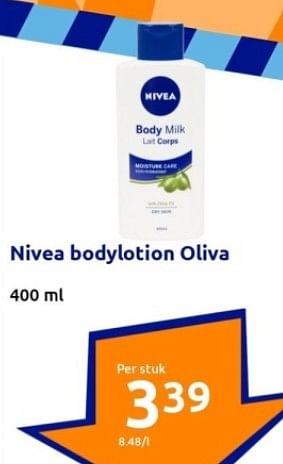 Aanbiedingen Nivea bodylotion oliva - Nivea - Geldig van 13/09/2023 tot 19/09/2023 bij Action