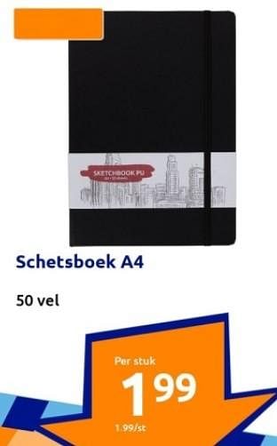 Aanbiedingen Schetsboek a4 - Huismerk - Action - Geldig van 13/09/2023 tot 19/09/2023 bij Action