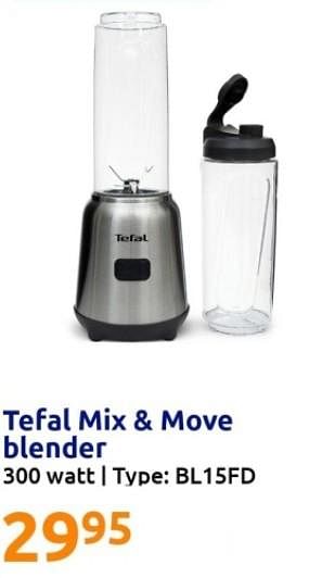 Aanbiedingen Tefal mix + move blender - Tefal - Geldig van 13/09/2023 tot 19/09/2023 bij Action