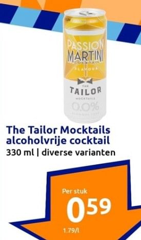 Aanbiedingen The tailor mocktails alcoholvrije cocktail - The Tailor - Geldig van 13/09/2023 tot 19/09/2023 bij Action
