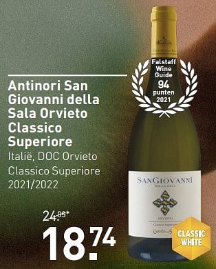 Aanbiedingen Antinori san giovanni della sala orvieto classico superiore - Witte wijnen - Geldig van 11/09/2023 tot 24/09/2023 bij Gall & Gall