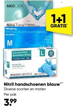 Aanbiedingen Nitril handschoenen blauw - Huismerk - Big Bazar - Geldig van 11/09/2023 tot 24/09/2023 bij Big Bazar