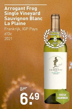 Aanbiedingen Arrogant frog single vineyard sauvignon blanc la plaine - Witte wijnen - Geldig van 11/09/2023 tot 24/09/2023 bij Gall & Gall