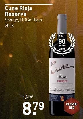 Aanbiedingen Cune rioja reserva - Rode wijnen - Geldig van 11/09/2023 tot 24/09/2023 bij Gall & Gall