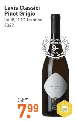 Aanbiedingen Lavis classici pinot grigio - Witte wijnen - Geldig van 11/09/2023 tot 24/09/2023 bij Gall & Gall
