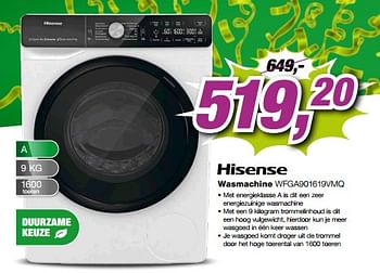 Aanbiedingen Hisense wasmachine wfga901619vmq - Hisense - Geldig van 09/09/2023 tot 24/09/2023 bij ElectronicPartner