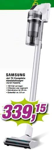 Aanbiedingen Samsung jet 70 complete steelstofzuiger vs15t7036r5 - Samsung - Geldig van 09/09/2023 tot 24/09/2023 bij ElectronicPartner
