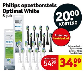 Aanbiedingen Opzetborstel optimal white zwart - Philips - Geldig van 12/09/2023 tot 24/09/2023 bij Kruidvat