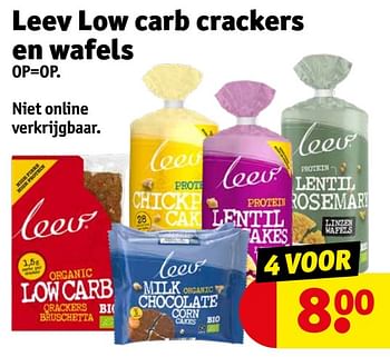 Aanbiedingen Leev low carb crackers en wafels - leev - Geldig van 12/09/2023 tot 24/09/2023 bij Kruidvat