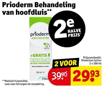 Aanbiedingen Prioderm behandeling van hoofdluis dimeticon lotion - PrioDerm - Geldig van 12/09/2023 tot 24/09/2023 bij Kruidvat