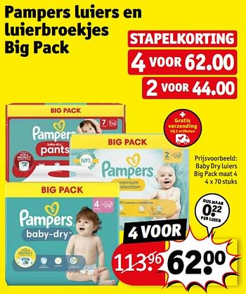 Aanbiedingen Baby dry luiers big pack maat 4 - Pampers - Geldig van 12/09/2023 tot 24/09/2023 bij Kruidvat