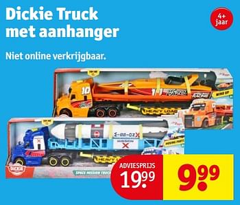 Aanbiedingen Dickie truck met aanhanger - Dickie - Geldig van 12/09/2023 tot 24/09/2023 bij Kruidvat