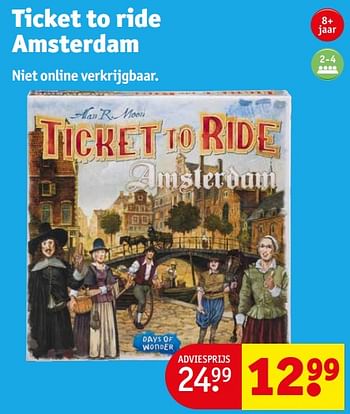 Aanbiedingen Ticket to ride amsterdam - Days of Wonder - Geldig van 12/09/2023 tot 24/09/2023 bij Kruidvat