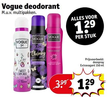 Aanbiedingen Deospray extravagant - Vogue - Geldig van 12/09/2023 tot 24/09/2023 bij Kruidvat