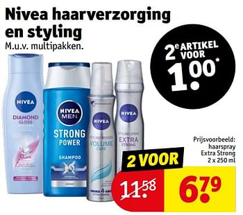 Aanbiedingen Haarspray extra strong - Nivea - Geldig van 12/09/2023 tot 24/09/2023 bij Kruidvat