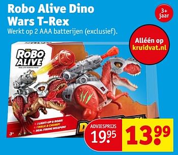 Aanbiedingen Robo alive dino wars t-rex - RoboAlive - Geldig van 12/09/2023 tot 24/09/2023 bij Kruidvat