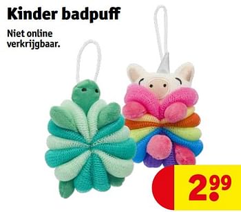 Aanbiedingen Kinder badpuff - Huismerk - Kruidvat - Geldig van 12/09/2023 tot 24/09/2023 bij Kruidvat