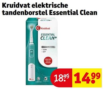 Aanbiedingen Kruidvat elektrische tandenborstel essential clean - Huismerk - Kruidvat - Geldig van 12/09/2023 tot 24/09/2023 bij Kruidvat