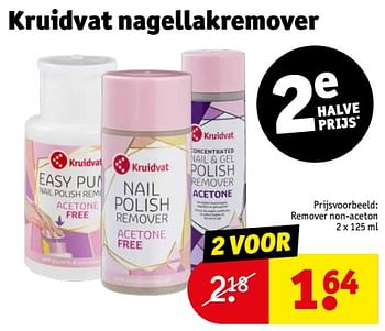 Aanbiedingen Kruidvat nagellakremover remover non-aceton - Huismerk - Kruidvat - Geldig van 12/09/2023 tot 24/09/2023 bij Kruidvat