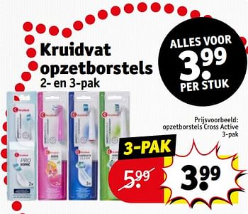 Aanbiedingen Opzetborstels cross active - Huismerk - Kruidvat - Geldig van 12/09/2023 tot 24/09/2023 bij Kruidvat