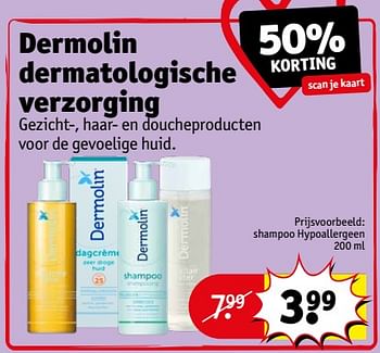 Aanbiedingen Shampoo hypoallergeen - Dermolin - Geldig van 12/09/2023 tot 24/09/2023 bij Kruidvat