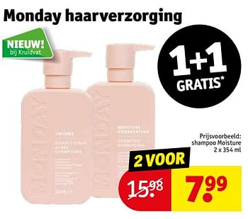 Aanbiedingen Shampoo moisture - Monday - Geldig van 12/09/2023 tot 24/09/2023 bij Kruidvat