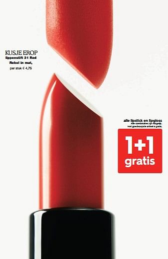 Aanbiedingen Lippenstift 31 red rebel in mat - Huismerk - Hema - Geldig van 11/09/2023 tot 24/09/2023 bij Hema