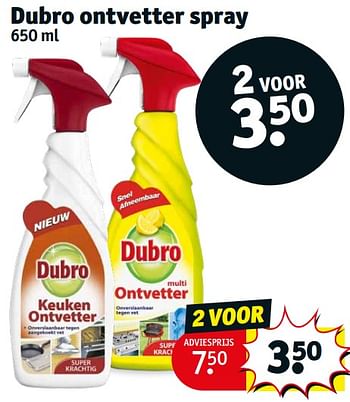 Aanbiedingen Dubro ontvetter spray - dubro - Geldig van 12/09/2023 tot 24/09/2023 bij Kruidvat