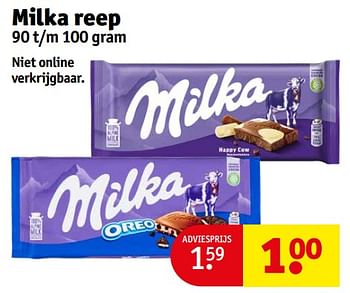 Aanbiedingen Milka reep - Milka - Geldig van 12/09/2023 tot 24/09/2023 bij Kruidvat